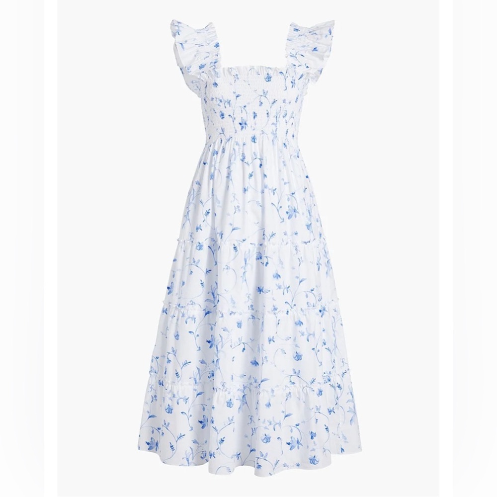Hill House Home: The Ellie Nap Dress in Blue Botanical - Excellent Condition